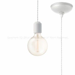 ホワイト 60WΦ12cmボール型カーボン電球 アートワークスタジオ製ペンダントライト AW-0480Z(WH)＋BU-1151 AW-0690E-WH